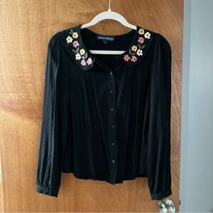 NWOT Princess Highway Embroidered Black Blouse